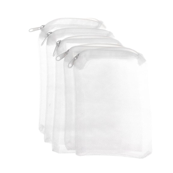 SDFGTstore 5 Pieces Aquarium Filter Bag Mesh Bags with Zipper for Bio Balls Reusable