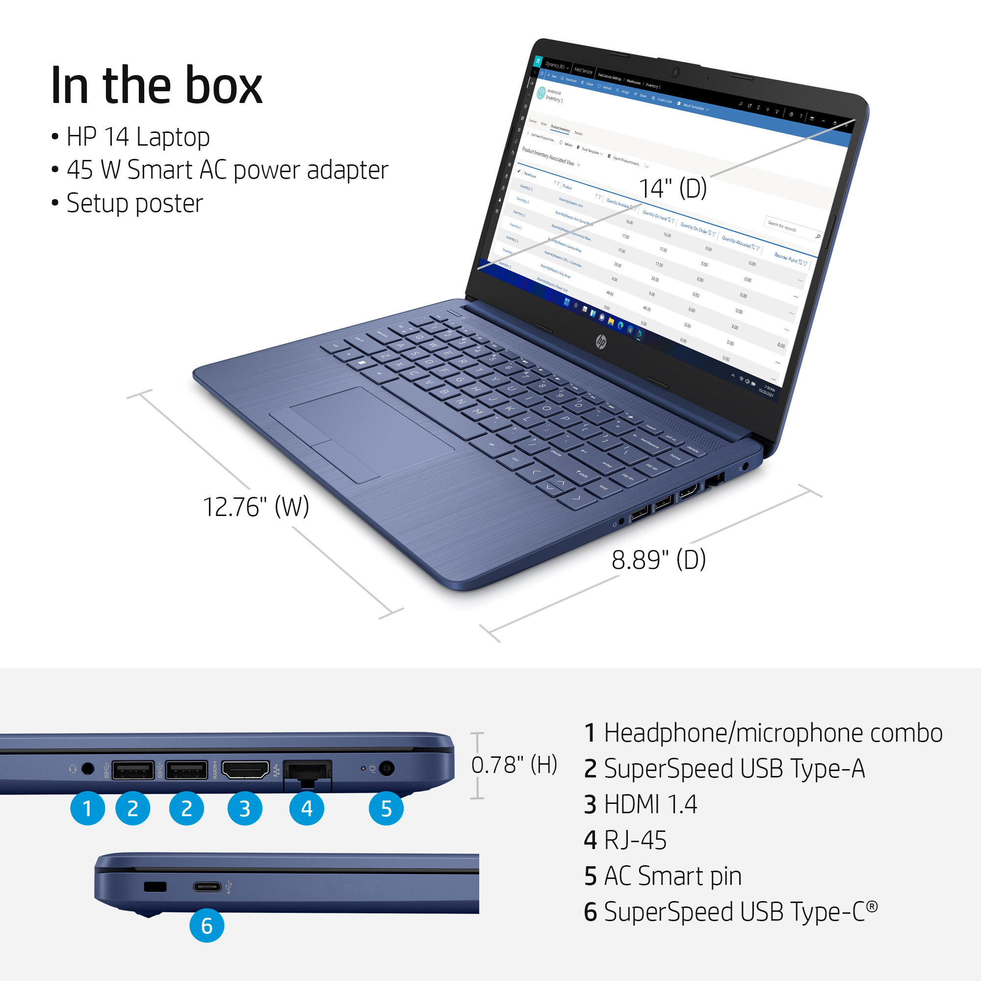 HP Stream 14 inch Laptop Intel Processor N4102 4GB RAM 64GB eMMC Blue (2022) - image 2 of 9