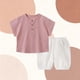 thumbnail image 4 of Conjuntos de blusas y camisas de cuello redondo y manga corta para niño, camiseta informal con capucha de manga corta de color liso, conjunto de algodón para niños, 4 of 5