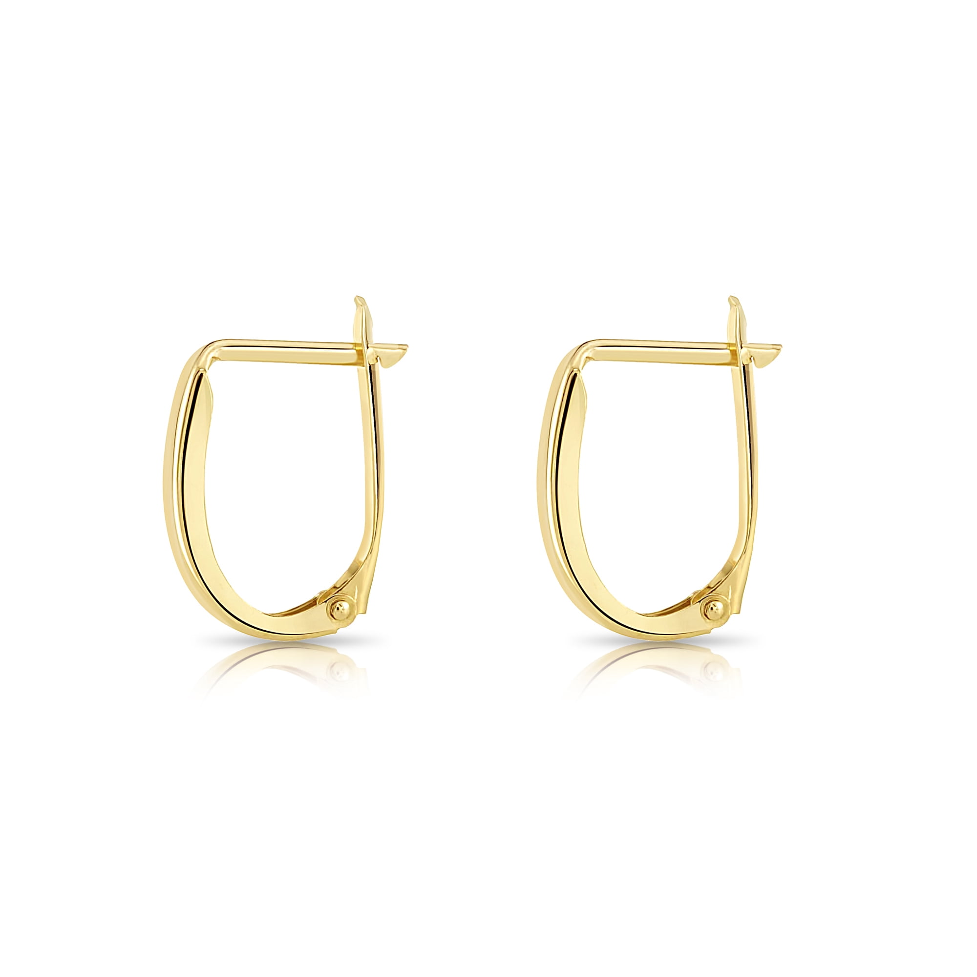 Tilo Jewelry 14K Yellow Gold Shiny Oval Plain Huggie Hoop Earrings | Handmade Fine Jewelry | Women & Unisex