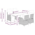 thumbnail image 4 of vidaXL 5 Piece Garden Dining Set with Cushions Grey Poly Rattan, 4 of 5