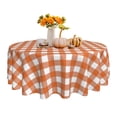 thumbnail image 1 of Suqkxco Mantel Redondo De Cuadros De Búfalo, Color Naranja Y Blanco, De Acción De Gracias, De 60 Pulgadas, Para Mesa, A Prueba De Derrames, Para Cocina, Fiesta, Cena, Decoración De Mesa, 1 of 4