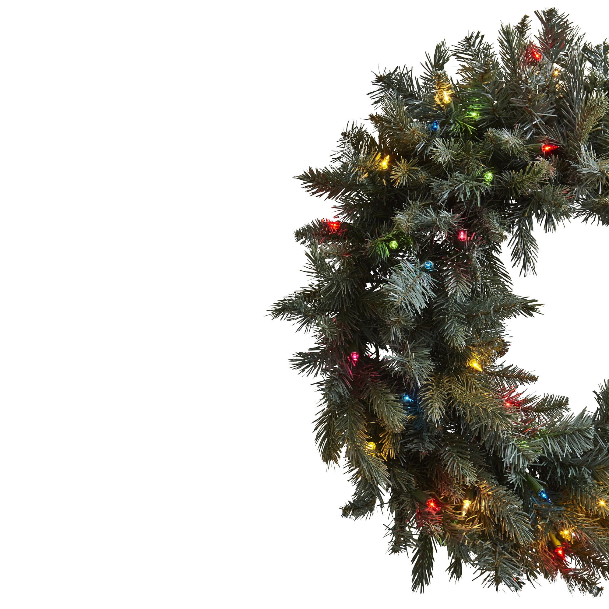 Nearly Natural 30" Pine Wreath w/ Colored Lights in Green