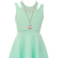 thumbnail image 3 of Big Girls' Sleeveless Floral Lace Cut Out Shoulder Holiday Party Flower Girl Dress Mint 8 (J21KS14), 3 of 3
