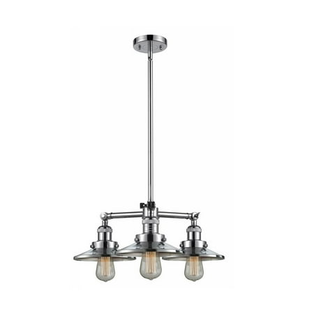 

Polished Chrome Tone Chandeliers 19 Wide Steel/Cast Brass Medium Base 3 Light Fixture