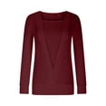 thumbnail image 4 of HKEJIAOI Hauts Athlétiques à Manches Longues pour Femmes Col Carré Uni pour Sorties Automne et Hiver Chemise Rouge, 4 of 8