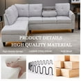 thumbnail image 2 of L Shaped Sectional Couch, Modern Nailhead Lounge Sofa, Modular Sectional Sofa with Reversible Cup Holder,4-Seat Linen Sectional Sofa Sets, Modern Living Room Furniture Sets,Grey White, 2 of 7