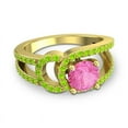 thumbnail image 3 of Diamond-Capitals 2.50 Carat Round Cut Pink Sapphire & Peridot Gemstone Shiny Wedding Ring for her Solid 14K Yellow Gold Size 4, 3 of 8