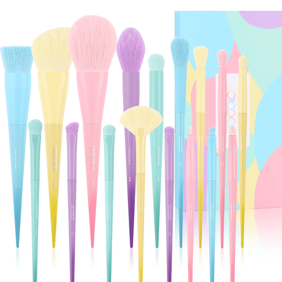 Docolor 17-Piece Colorful Kabuki Foundation Makeup Brush Set for Valentine's Day