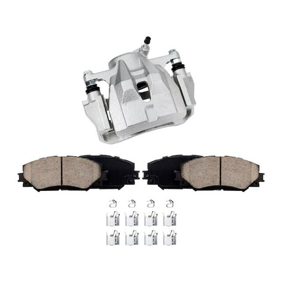 Front Brake Pad and Caliper Kit - Compatible with 2009 - 2019 Toyota Corolla 2010 2011 2012 2013 2014 2015 2016 2017 2018