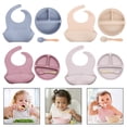thumbnail image 2 of 3 Pcs/Set Baby Training Feeding Food Bowl Spoon Bibs Set Silicone Divided Plate, 2 of 19