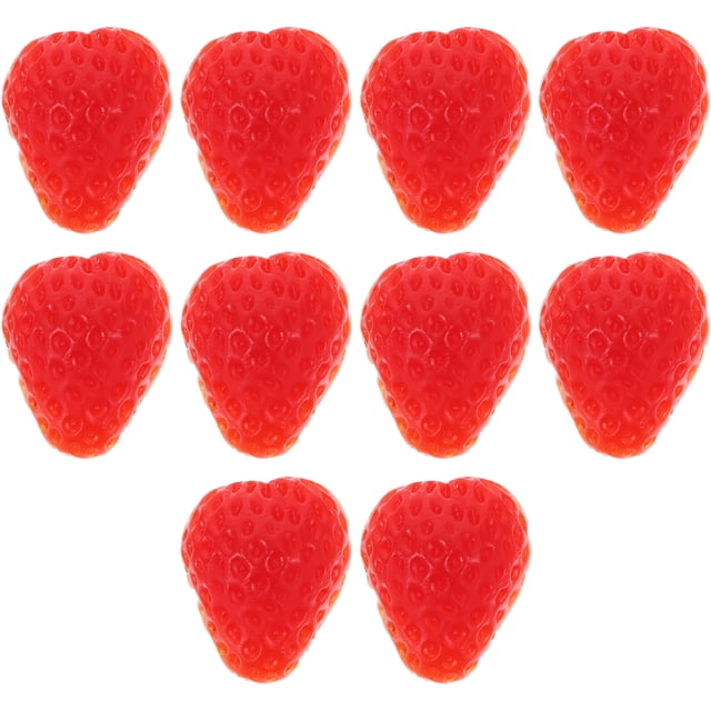 10 piezas de fresa artificial rodajas de fruta realista realista en vitalicias.