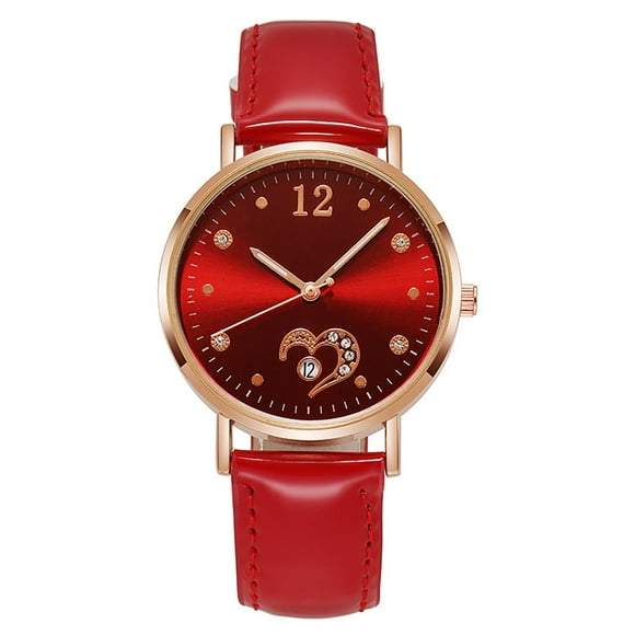 Rbaofujie Watches for Women On Sale Clearance Women's Fashion Luminous Quartz Watch Diamond Calendar Watch Seiko Watches Red
