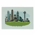 thumbnail image 1 of Seattle Skyline Cutting Board, Cartoon of Downtown of the City of Seattle Sketchy Cityscape Skyscrapers, Decorative Tempered Glass Cutting and Serving Board, in 3 Sizes, by Ambesonne, 1 of 2
