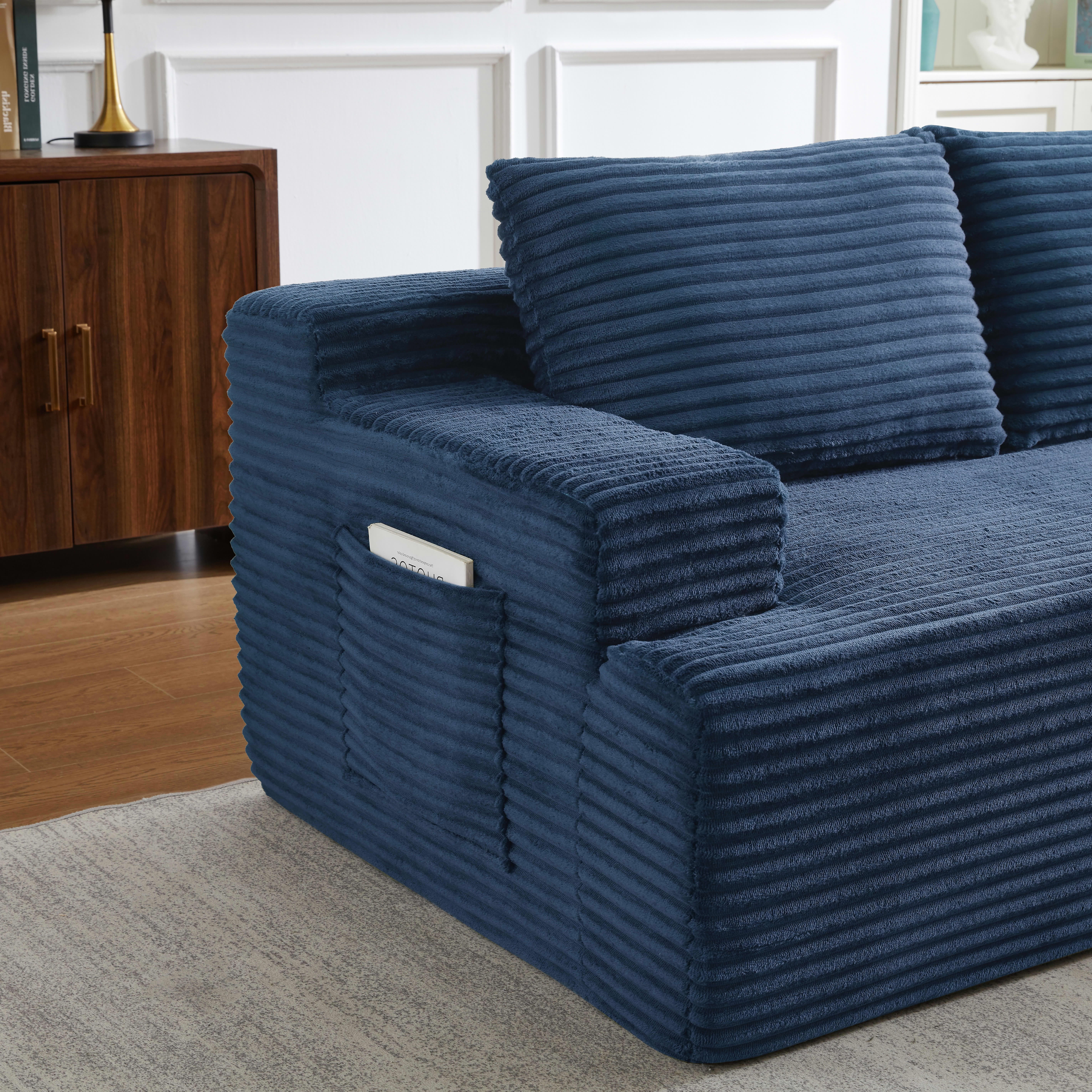 MAYEERTY L-Shaped Boneless Sectional Couch, Deep Seat Plush Sleeper for Living Room & Apartment, 96×61" Blue