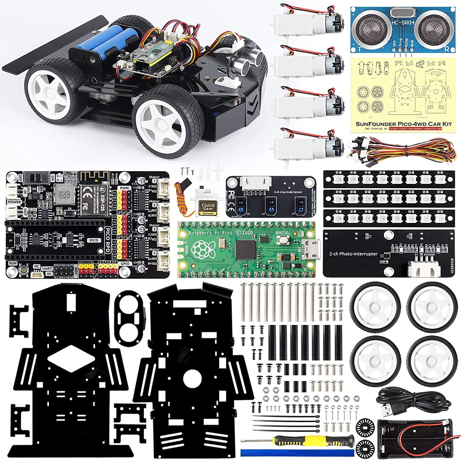 Voiture Robot sans Fil WiFi DIY Stem pour Enfants et Adultes avec Raspberry Pi DXX Robot Programmable pour Raspberry Pi 3B/3B 