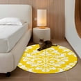 thumbnail image 3 of Baroque Yellow Round Rug 3ft Washable Circle Entryway Rugs Non Slip Vintage Damask Classic Floral Area Rug Indoor Floor Carpet for Bedroom Kitchen Living Room Home Office Dining Room Nursery, 3 of 8