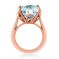 thumbnail image 3 of Gem Stone King 18K Rose Gold Plated Silver Sky Blue Simulated Aquamarine Engagement Ring for Women (10.98 Cttw, 14MM Cushion, Size 5), 3 of 3