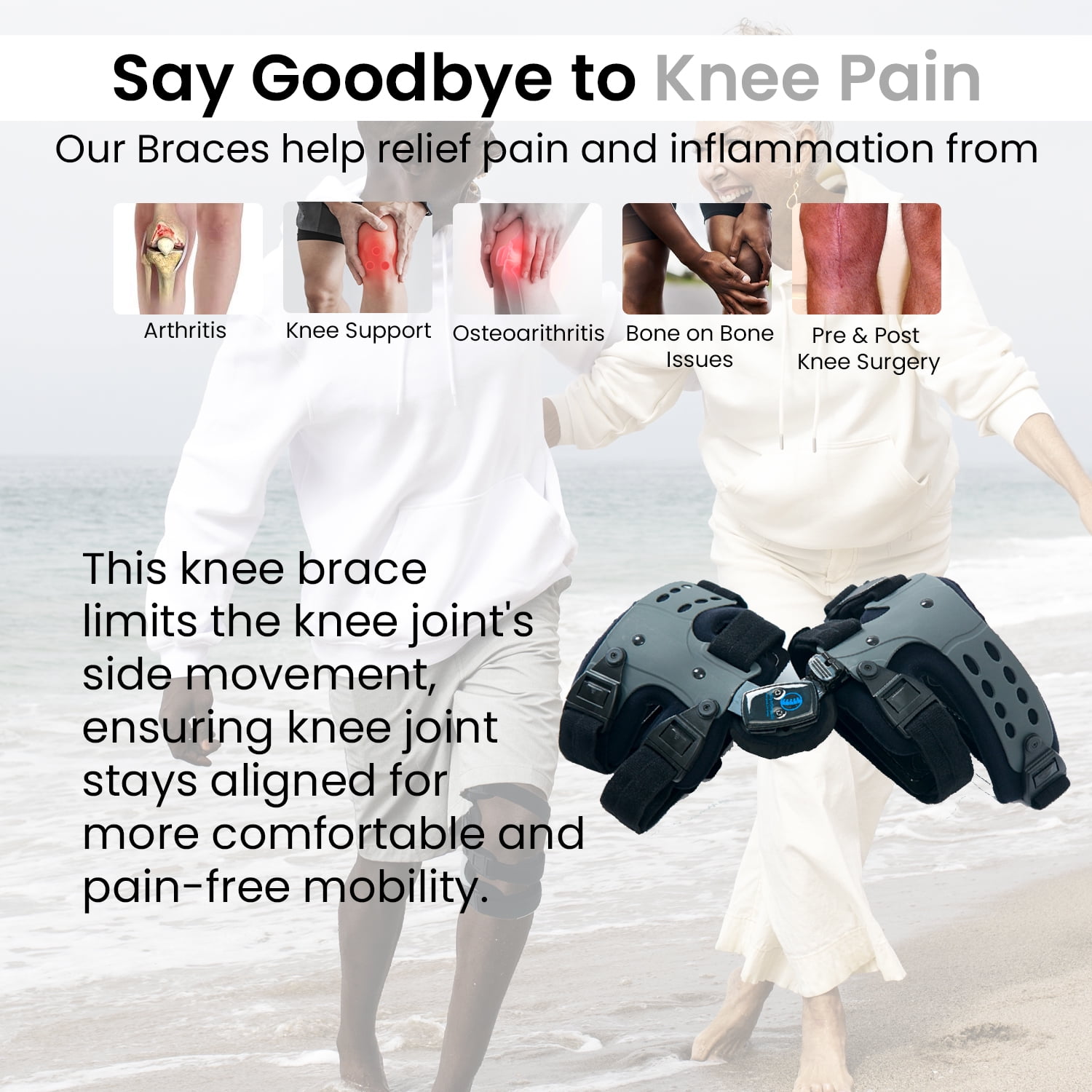 Comfyorthopedic Osteoarthritis OA Unloader Knee Brace For Cartilage Degeneration, Arthritis Knee Pain Support, Bone On Bone Knee Offloader With Built-in Adjustment key.Left