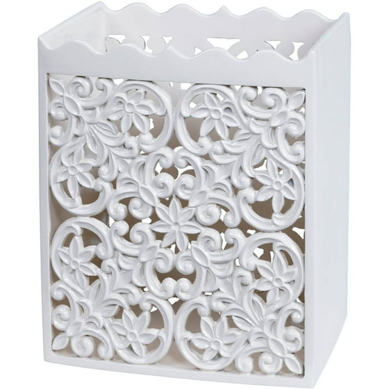 Creative Bath Belle Resin White Waste Basket