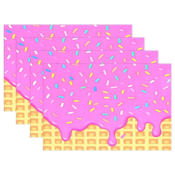 Ryvnso Placemats Set of 4 Pink Ice Cream Dining Mats Heat-Resistant Non-Slip Washable Table Mat