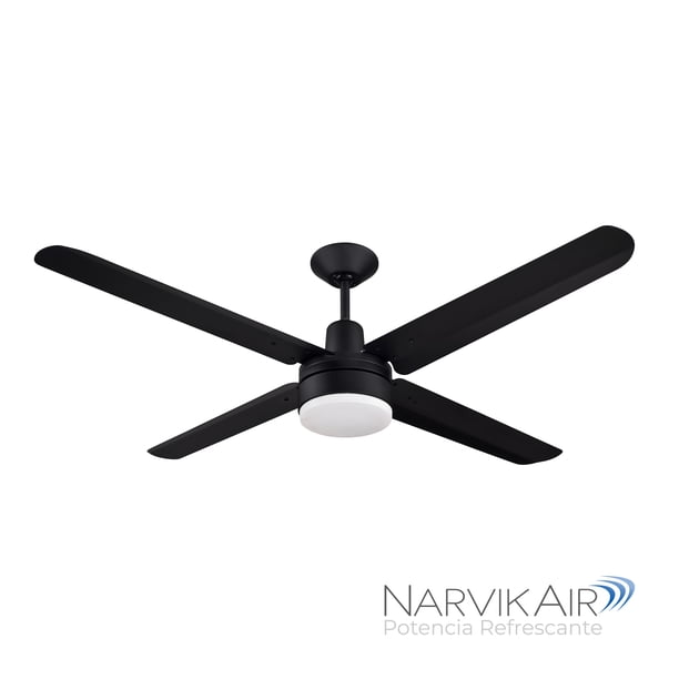 Narvik, Ventilador de Techo Industrial, Negro, 56 pulgadas, con Luz, Control de Pared, Nuevo