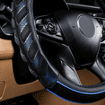 thumbnail image 6 of Flying Banner car Steering Wheel Cover Faux Leather Massage Universal fit 3D Honeycomb Hole Anti-Slip Sporty 15 inches (Blue Black), 6 of 6