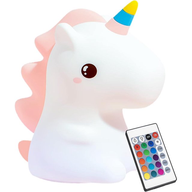 Luz nocturna Habitación infantil Cambio de color Linda luz nocturna Control remoto recargable por USB (hy)
