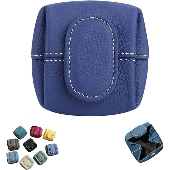 Mini Lychees Coin Purse, Solid Color Coin Purse with Zipper and Key Buckle, Casual Leather Storage Bag for Daily Use (blue)