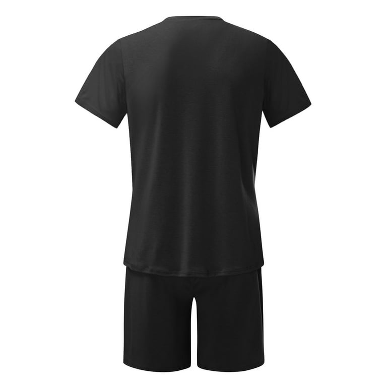 Men's Short Sleeve T-Shirt and Shorts Set Sport Casual Crew Neck Muscle  Sportswear 2 Piece Tracksuit Summer Outfits 