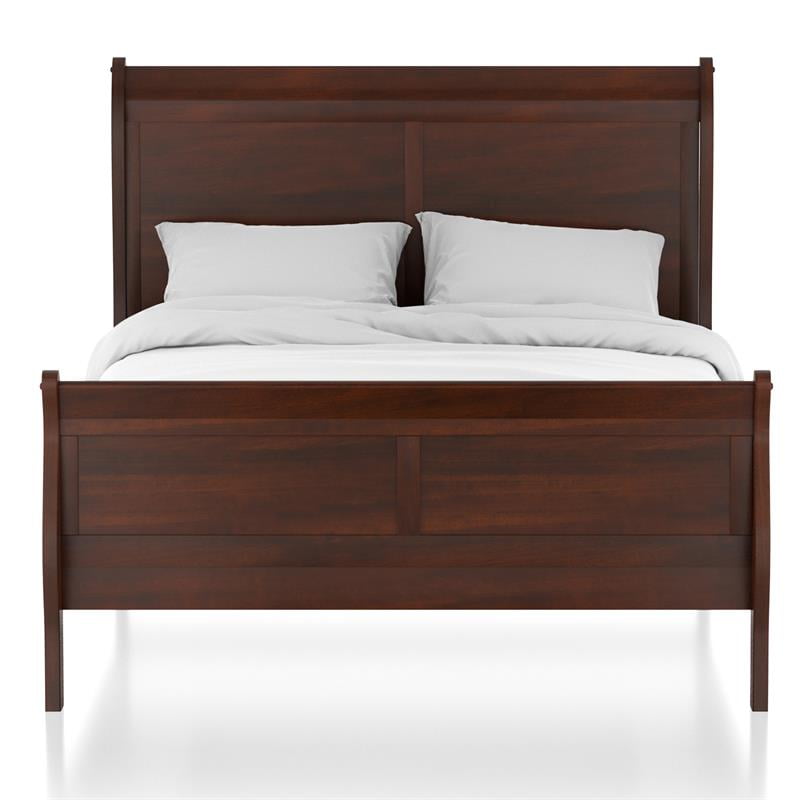 Furniture of America Jussy Transitional Solid Wood Full Sleigh Bed in