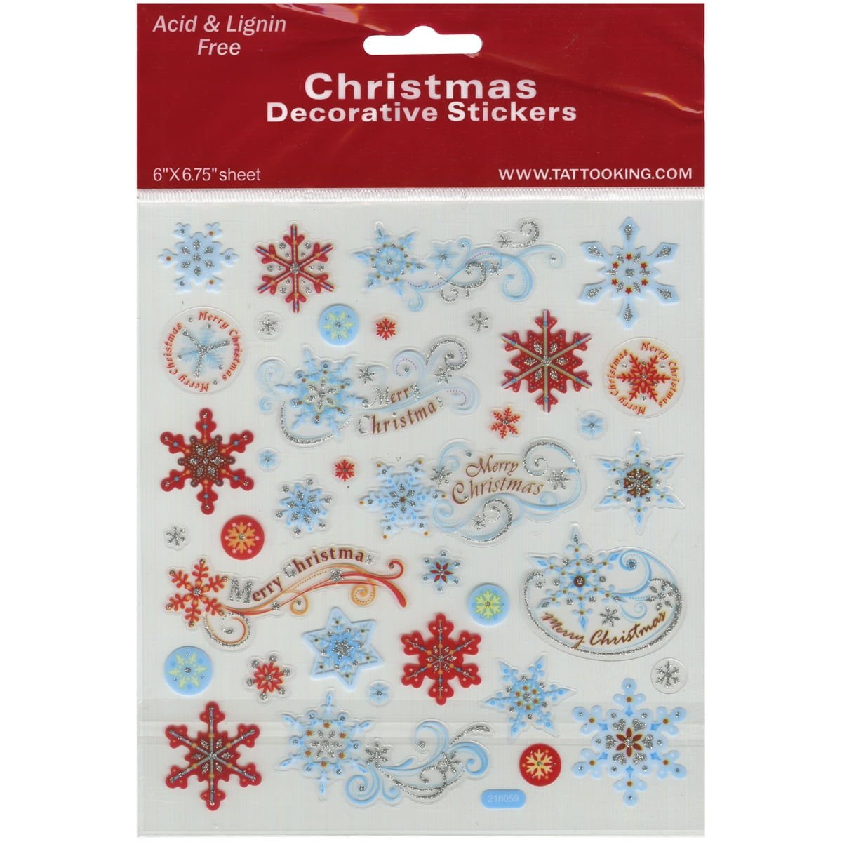Multicolored Stickers-Red & Blue Snowflakes