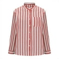 thumbnail image 6 of nerohusy Women Striped Button Down Shirts Cotton Linen Blouse Tops Long Sleeve Collar Guaze Shirt Trendy Vacation Work Clothes 2025 Red,XL, 6 of 6
