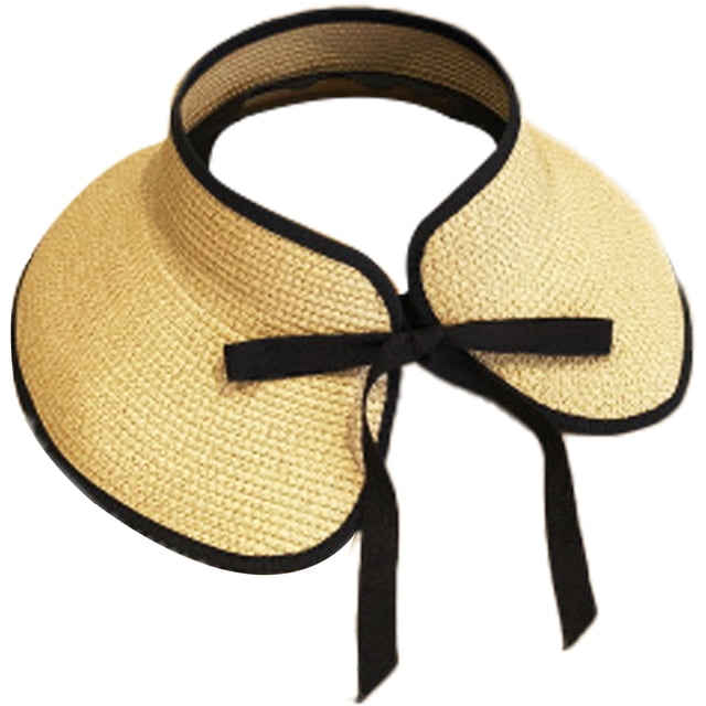Sombreros de visera para mujer, sombrero de playa de paja plegable con cola de caballo de verano para mujer