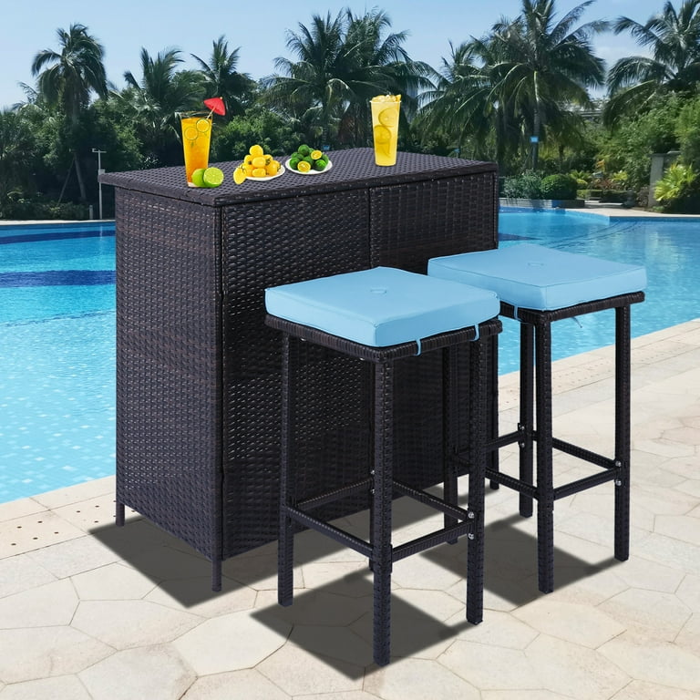 3 Piece Patio Table and Stools Sets Sesslife Patio Furniture