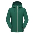 thumbnail image 4 of FEIIBMOYRIA Men Outdoor Jackets Men's Contrast White Zip Elastic Cuff Hooded Windbreaker Jackets Solid Color Water Repellent Warm Daily Hiking Casual Coats with Side Pockets, 4 of 5