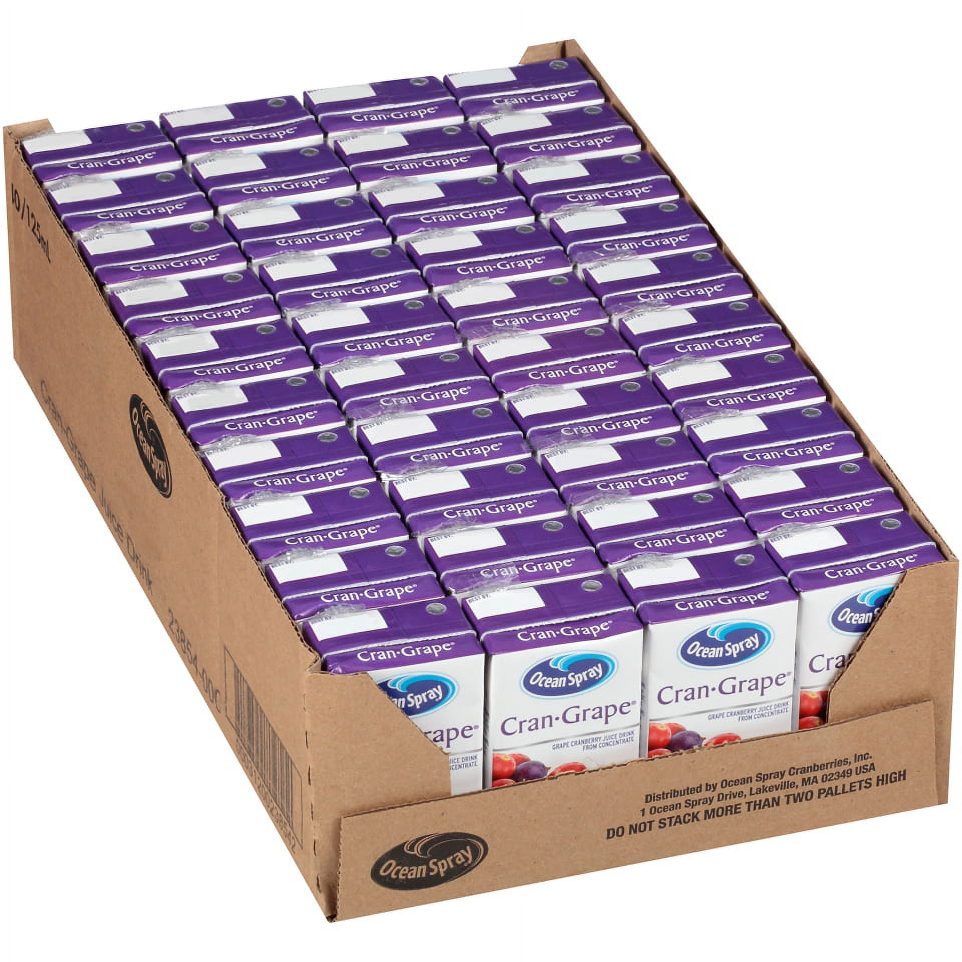 Ocean Spray Juice Drink, Cranberry Grape Juice, 4.23 Fl Oz, 40 Count Snack Pack Size