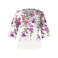 Mrigtriles Plus Size Summer Tops Elbow Sleeve V Neck T Shirts Fashion