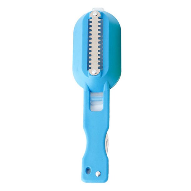Cateissary Pelador de escamas de pescado, raspador multifuncional de acero inoxidable, removedor de piel de operación práctica, suministros para Cocina y Comedor azul