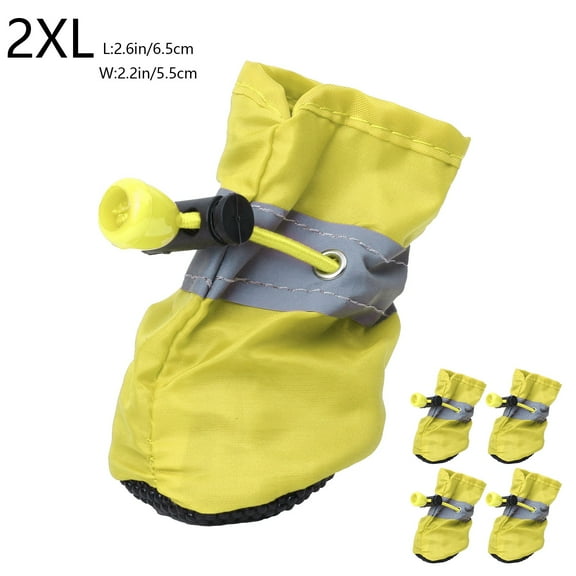 FYTPOV 4pcs Dog Shoes for Small Dogs, Anti-Slip Dogs Boots Paw Protector, Puppy Booties with Reflective Straps, Cat Dog Shoes for Indoor Hardfloors, Yellow, 2XL