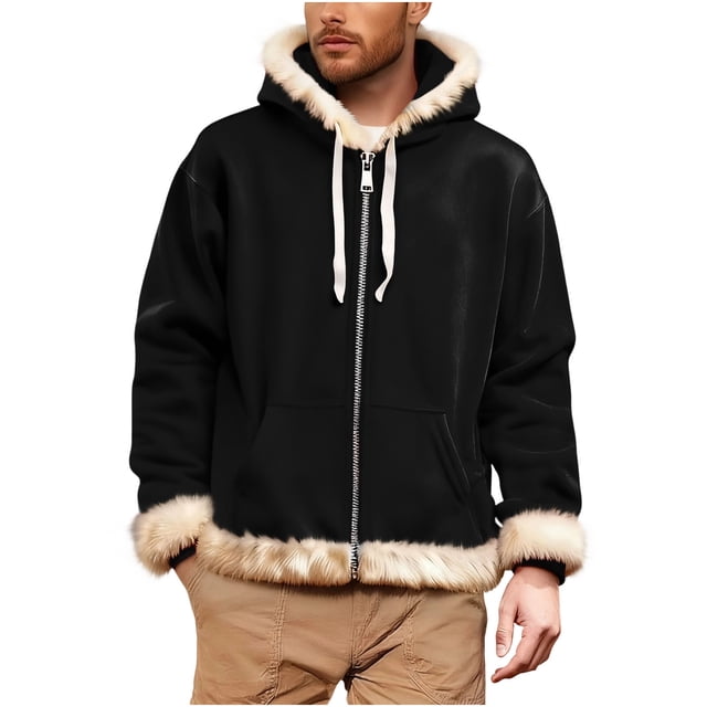 Rain Jacket for Men, Warm Composite Flannel Coat with Christmas Colorblock