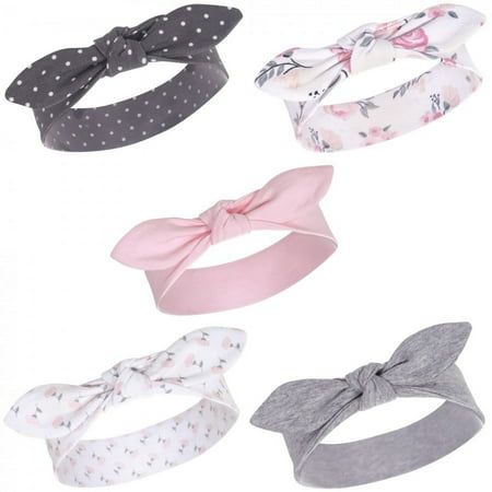 UPC: 0660168585292 | Hudson Baby Infant Girl Cotton Headbands 5pk  Pink Floral  0-24 Months