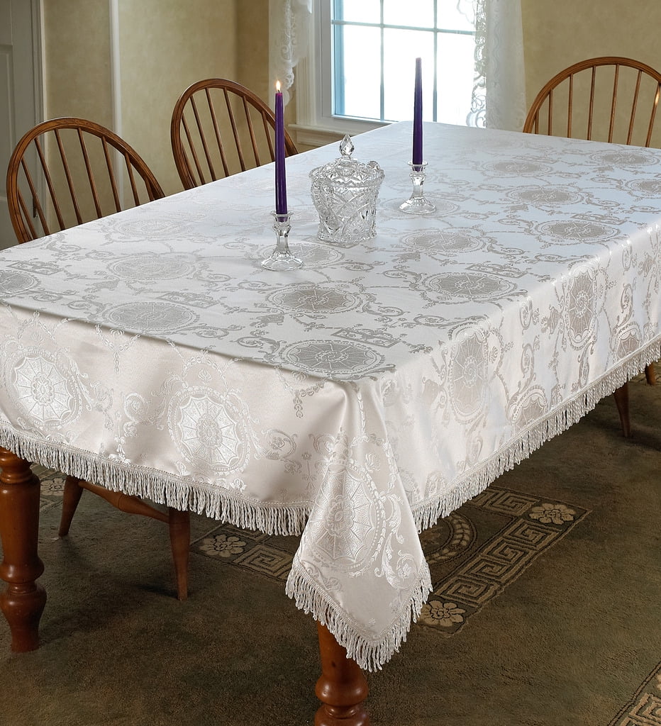 Prestige Damask Design with Fringes Tablecloths