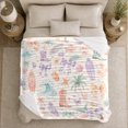 thumbnail image 4 of Pastel Bow Beach Western Flannel Blanket with Surfboards and Cowboy Boots, Palm Trees Waves Butterflies Throw for Bedroom and Nursery, Home Decor Gift for Coastal Girls, 4 of 7