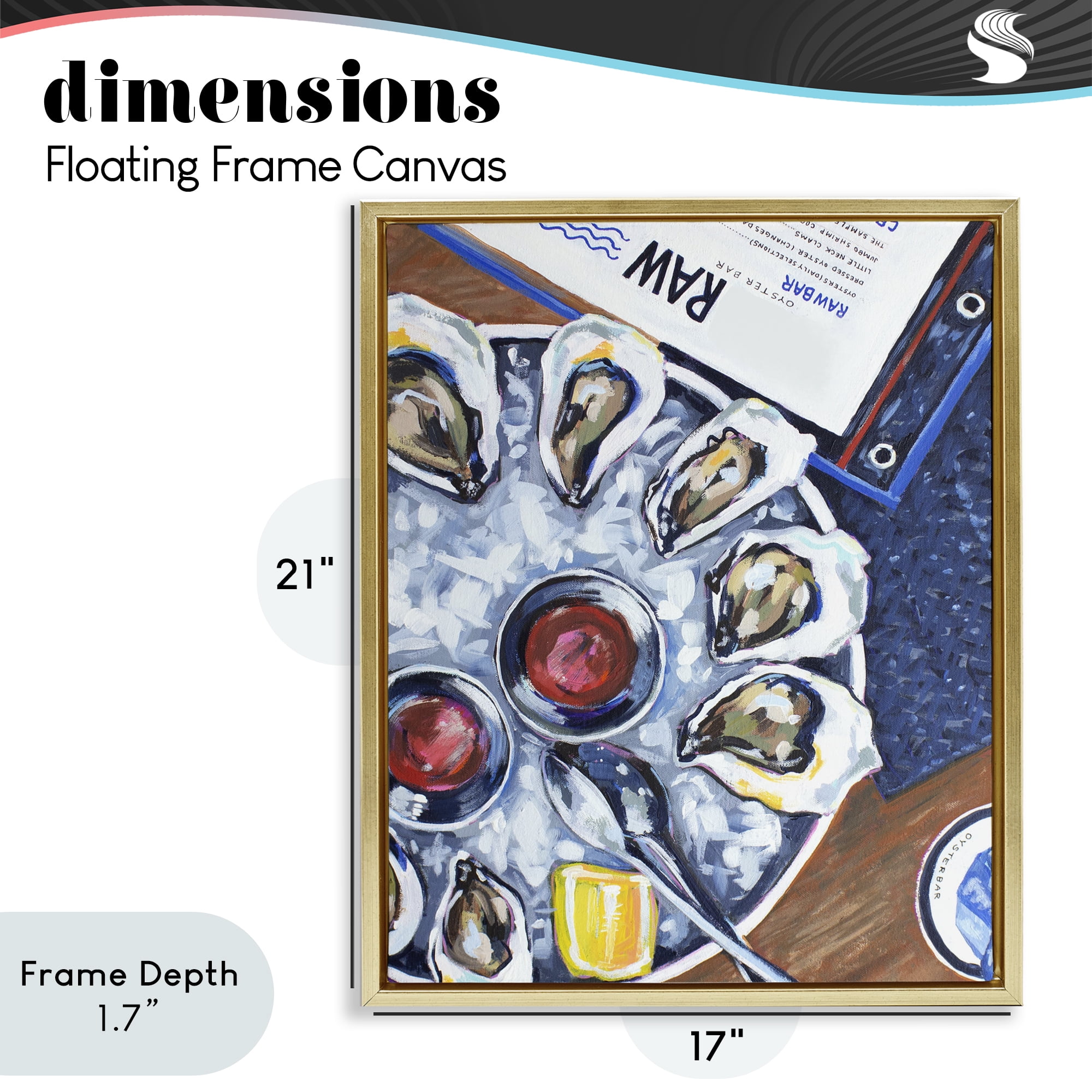 Stupell Industries Oysters on Ice Gold Framed Floater Canvas Wall Art, design by Rachel Nerney