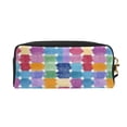 thumbnail image 2 of Portable Makeup Storage Bag 7.87×3.35×2.16in Portable Design Pu Leather Made Of A Bag For Multi-Use Aliceblue Colorful Houndstooth Hand-Drawn Sketch_1, 2 of 4