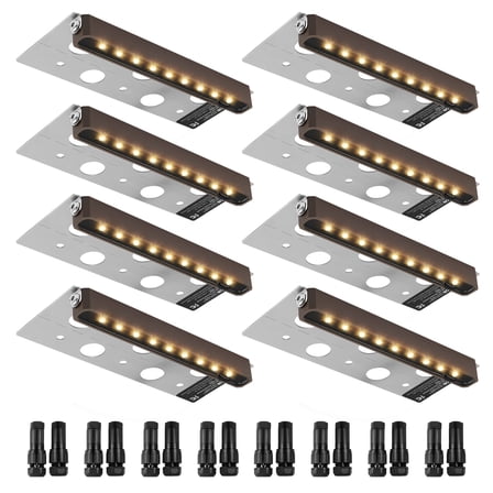 KFFKFF 8 Pcs  LED Retaining Wall Lights 6.8 inch, 3w Hardscape Lighting Low Voltage, IP68 Waterproof, 3000K Outdoor Step Lights