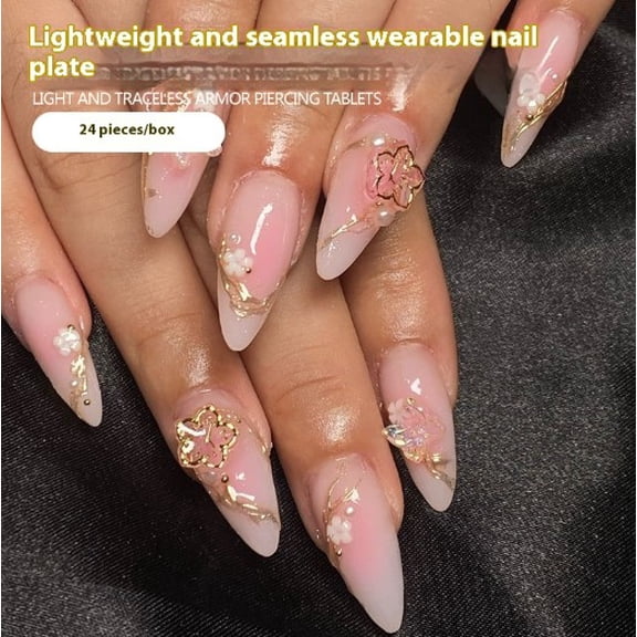Wear Nail Flower Gilding Nail Tips Gradient