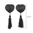 thumbnail image 3 of Women Nipple Pasties Covers Rhinestones Heart Shape Reusable Raves Party Breast Stickers Bra Pads Petals with Tassels, 3 of 9