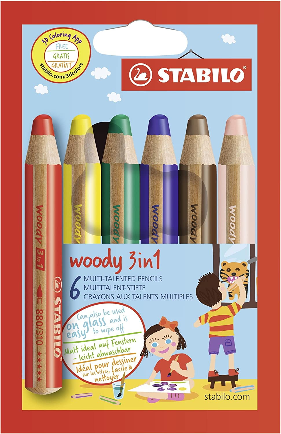 Makkelijk te gebeuren ondersteuning ik draag kleding STABILO Woody 3 in 1 Multi-Media Watercolour Pencils - Jumbo Easy-Grip -  Pack of 6 - Walmart.com